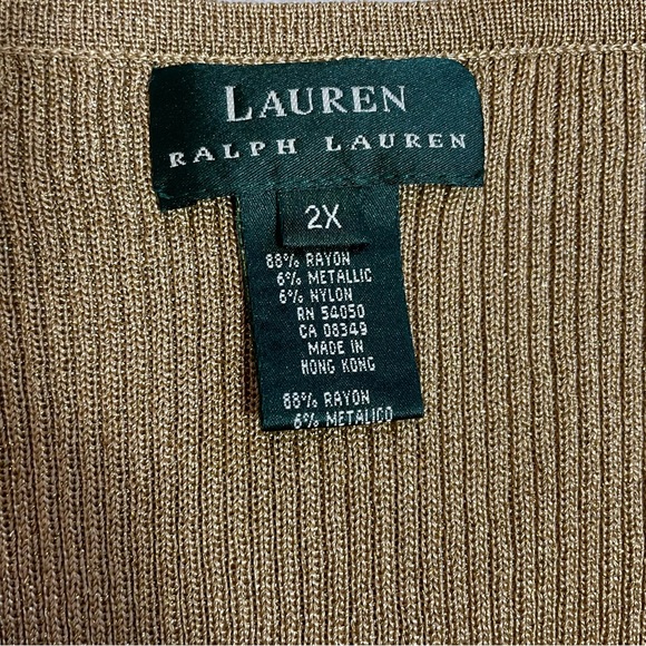 Ralph Lauren Knit Rayon Gold Tank Cardigan Set Size 2X - Picture 7 of 14